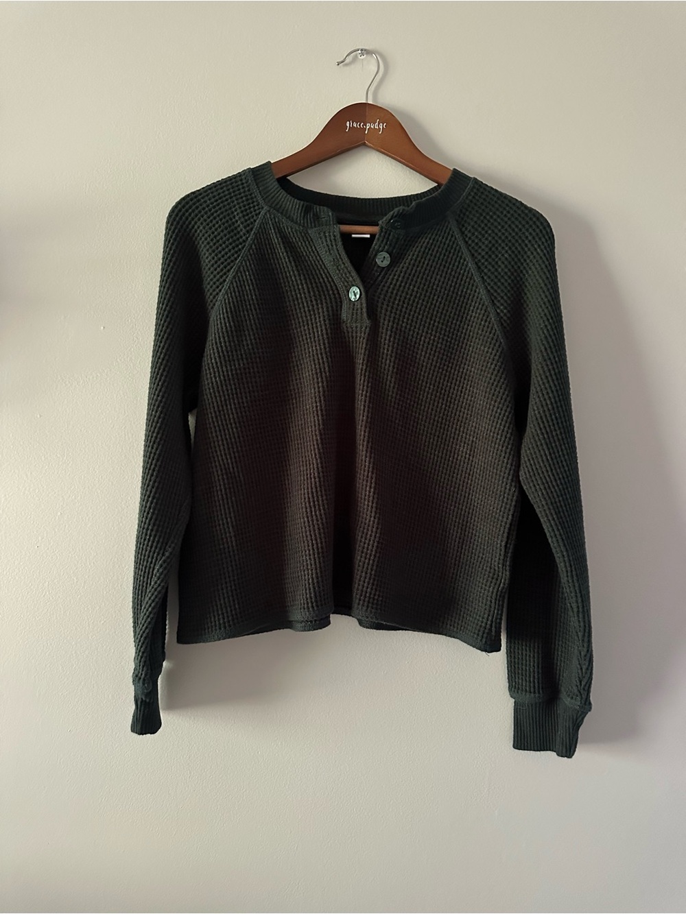 Old Navy Waffle-Knit Henley Sweater - Dark Green